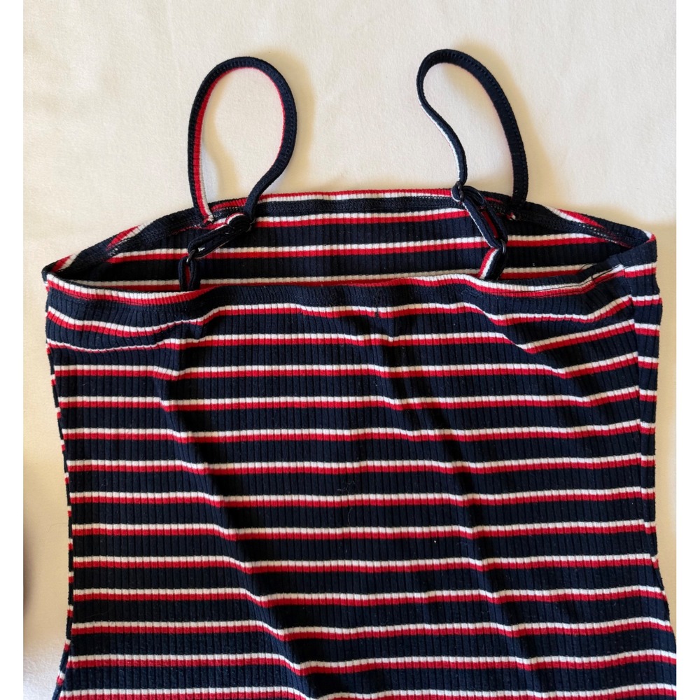 SHEIN Navy Blue Red White Striped Ribbed Bodycon Mini Dress Small - Picture 6 of 8